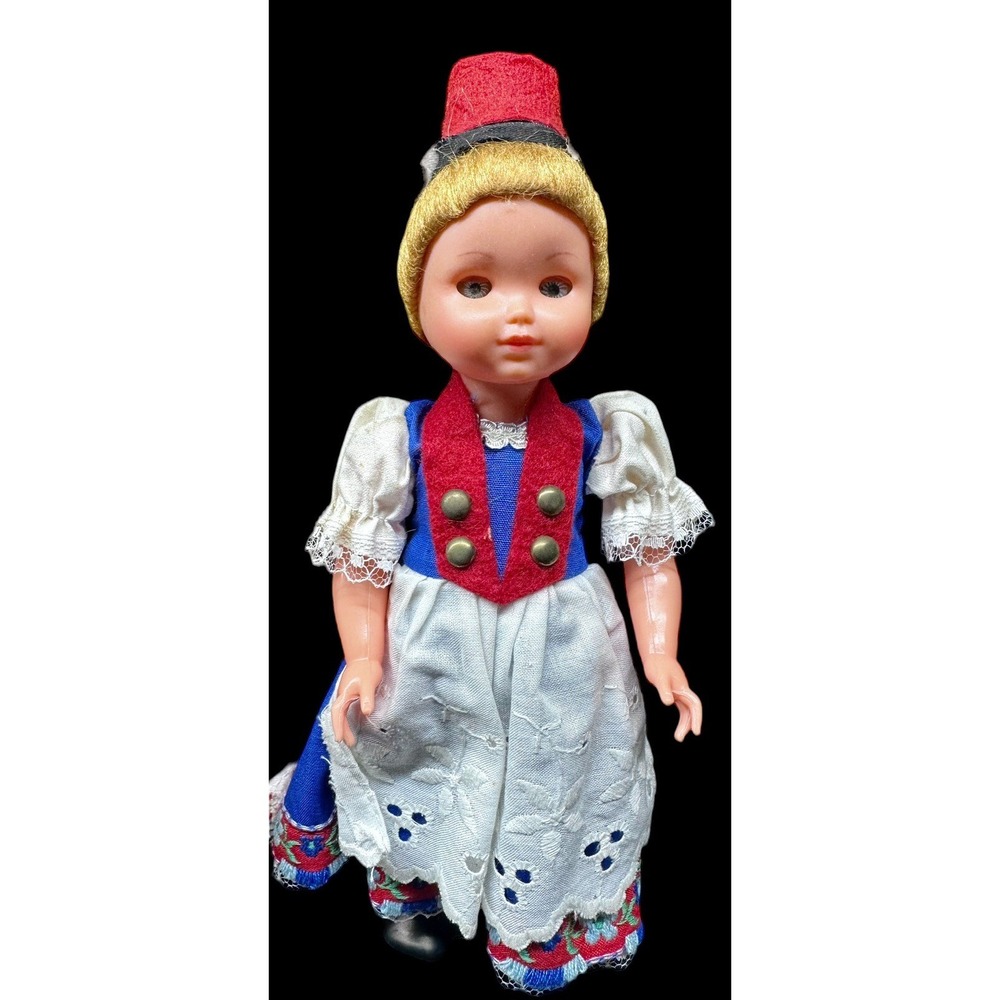 Lot Of 3 Vintage Dutch 7" Doll Plastic - Authentic Costume -‎ Blink eyes - Shoe - Picture 3 of 9